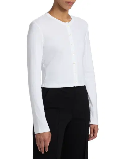 LESET Women's Nando Cotton Crop Cardigan - White | Thumbnail 4 LESET Women's Nando Cotton Crop Cardigan - White | Thumbnail 4