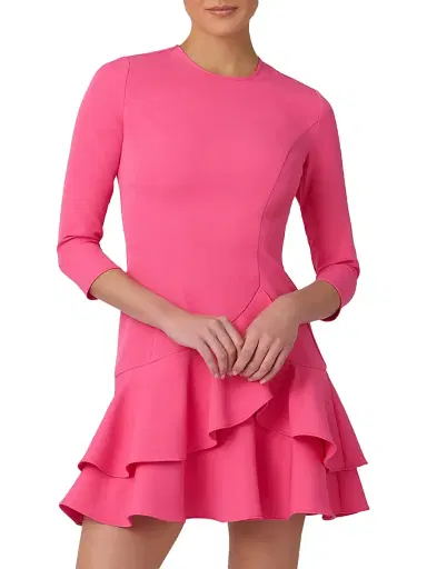 Shoshanna Women's Nessa Ruffled Crepe Minidress - Rose | Thumbnail 2 Shoshanna Women's Nessa Ruffled Crepe Minidress - Rose | Thumbnail 2