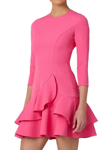 Shoshanna Women's Nessa Ruffled Crepe Minidress - Rose | Thumbnail 4 Shoshanna Women's Nessa Ruffled Crepe Minidress - Rose | Thumbnail 4