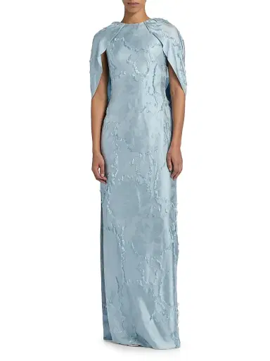 Amsale Women's Satin Cape-Detail Gown - Blue Grey - Size 6 | Thumbnail 3 Amsale Women's Satin Cape-Detail Gown - Blue Grey - Size 6 | Thumbnail 3