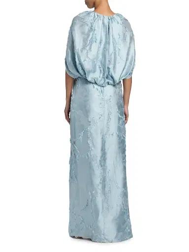 Amsale Women's Satin Cape-Detail Gown - Blue Grey - Size 6 | Thumbnail 5 Amsale Women's Satin Cape-Detail Gown - Blue Grey - Size 6 | Thumbnail 5