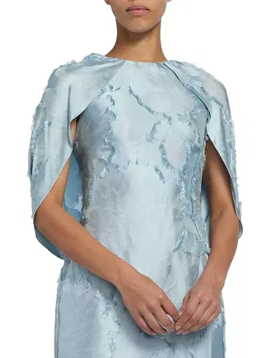 Amsale Women's Satin Cape-Detail Gown - Blue Grey - Size 6 | Thumbnail 6 Amsale Women's Satin Cape-Detail Gown - Blue Grey - Size 6 | Thumbnail 6