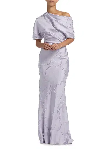 Amsale Women's Satin One-Shoulder Gown - Lilac | Thumbnail 2 Amsale Women's Satin One-Shoulder Gown - Lilac | Thumbnail 2