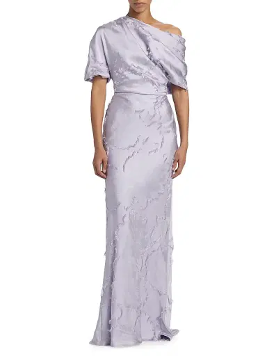 Amsale Women's Satin One-Shoulder Gown - Lilac | Thumbnail 3 Amsale Women's Satin One-Shoulder Gown - Lilac | Thumbnail 3