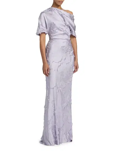 Amsale Women's Satin One-Shoulder Gown - Lilac | Thumbnail 4 Amsale Women's Satin One-Shoulder Gown - Lilac | Thumbnail 4