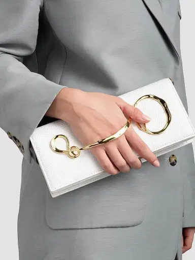ALEXIS BITTAR Women's Lizard-Embossed Leather Clutch - Pearl | Thumbnail 2 ALEXIS BITTAR Women's Lizard-Embossed Leather Clutch - Pearl | Thumbnail 2
