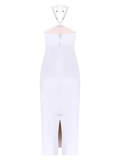 PatBO Women's Jade Embellished Halterneck Midi-Dress - Off White | Thumbnail 2 PatBO Women's Jade Embellished Halterneck Midi-Dress - Off White | Thumbnail 2
