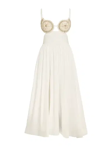 PatBO Women's Seaweed Shell Embroidered Cotton Midi-Dress - Off White | Thumbnail 1 PatBO Women's Seaweed Shell Embroidered Cotton Midi-Dress - Off White | Thumbnail 1