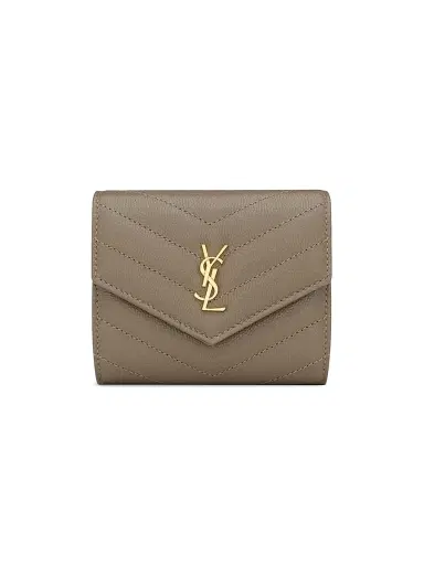 Saint Laurent Women's Cassandre Multi-Fold Wallet in Grain De Poudre Leather - Light Taupe | Thumbnail 1 Saint Laurent Women's Cassandre Multi-Fold Wallet in Grain De Poudre Leather - Light Taupe | Thumbnail 1