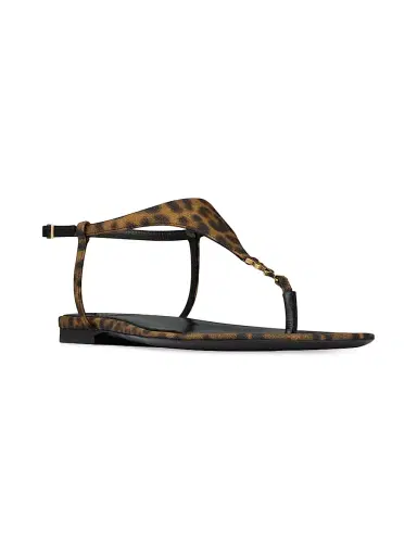 Saint Laurent Women's Cassandra Sandals in Leopard Grosgrain - Leopard | Thumbnail 2 Saint Laurent Women's Cassandra Sandals in Leopard Grosgrain - Leopard | Thumbnail 2