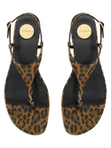 Saint Laurent Women's Cassandra Sandals in Leopard Grosgrain - Leopard | Thumbnail 3 Saint Laurent Women's Cassandra Sandals in Leopard Grosgrain - Leopard | Thumbnail 3