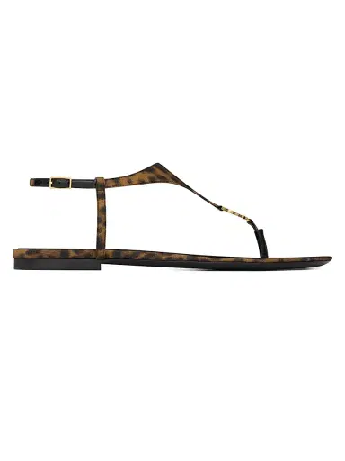Saint Laurent Women's Cassandra Sandals in Leopard Grosgrain - Leopard | Thumbnail 1 Saint Laurent Women's Cassandra Sandals in Leopard Grosgrain - Leopard | Thumbnail 1