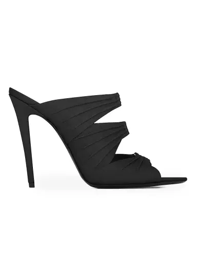 Saint Laurent Women's Emilie Mules in Satin Crepe - Black | Thumbnail 1 Saint Laurent Women's Emilie Mules in Satin Crepe - Black | Thumbnail 1