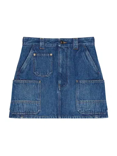 Givenchy Women's Mini Cargo Skirt in Medium Denim - Medium Blue | Thumbnail 1 Givenchy Women's Mini Cargo Skirt in Medium Denim - Medium Blue | Thumbnail 1