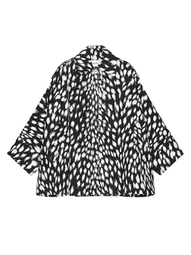 Givenchy Women's Cocoon Short Trench in Cotton with Animal Print - Black | Thumbnail 1 Givenchy Women's Cocoon Short Trench in Cotton with Animal Print - Black | Thumbnail 1