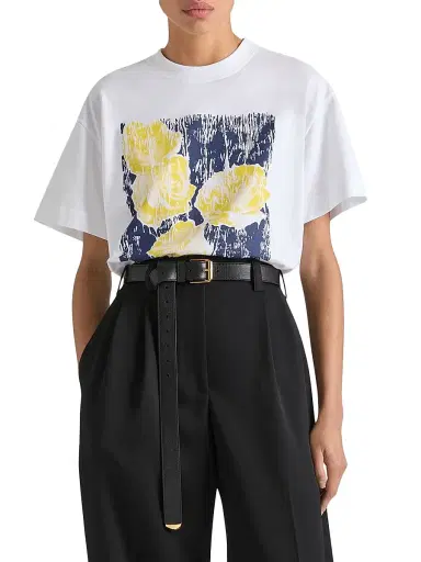 Givenchy Women's T-shirt in Cotton with Flowers Print - Blue Yellow | Thumbnail 2 Givenchy Women's T-shirt in Cotton with Flowers Print - Blue Yellow | Thumbnail 2
