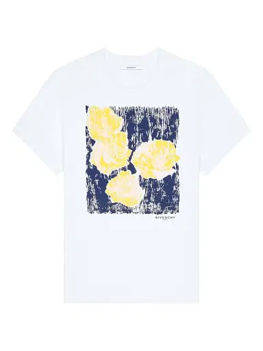 Givenchy Women's T-shirt in Cotton with Flowers Print - Blue Yellow | Thumbnail 1 Givenchy Women's T-shirt in Cotton with Flowers Print - Blue Yellow | Thumbnail 1