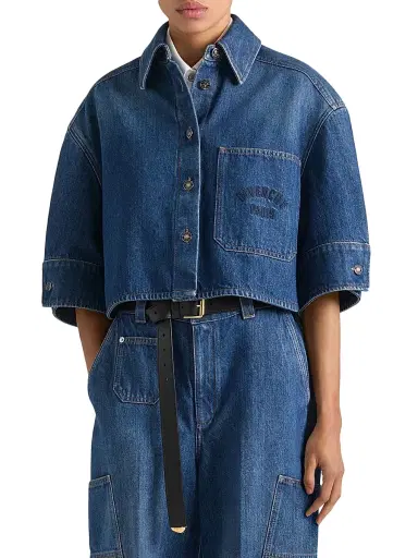 Givenchy Women's Cropped Cocoon Shirt in Medium Clue Denim - Medium Blue - Size 12 | Thumbnail 3 Givenchy Women's Cropped Cocoon Shirt in Medium Clue Denim - Medium Blue - Size 12 | Thumbnail 3
