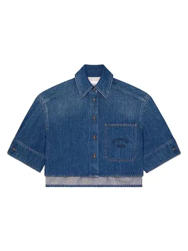 Givenchy Women's Cropped Cocoon Shirt in Medium Clue Denim - Medium Blue - Size 12 | Thumbnail 1 Givenchy Women's Cropped Cocoon Shirt in Medium Clue Denim - Medium Blue - Size 12 | Thumbnail 1