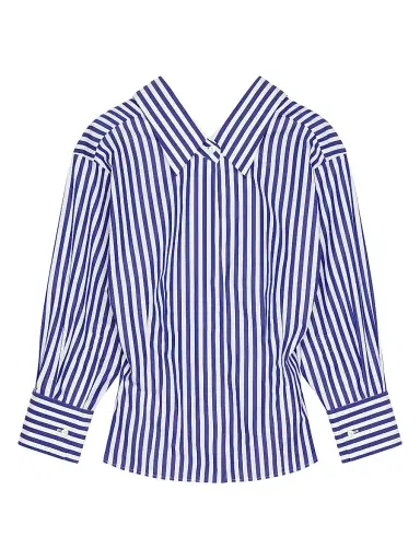 Givenchy Women's Slashed Striped Shirt in Poplin - Electric Blue White | Thumbnail 1 Givenchy Women's Slashed Striped Shirt in Poplin - Electric Blue White | Thumbnail 1