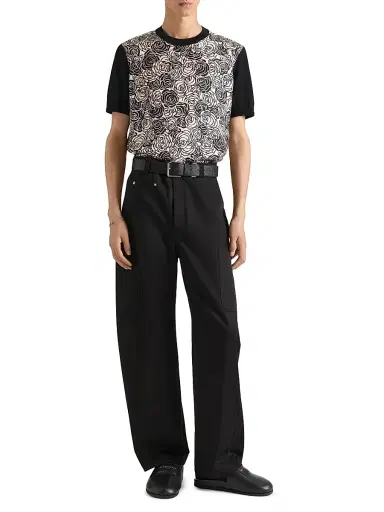 Givenchy Men's T-Shirt in Cotton Knit with Flowers Print - Black | Thumbnail 2 Givenchy Men's T-Shirt in Cotton Knit with Flowers Print - Black | Thumbnail 2