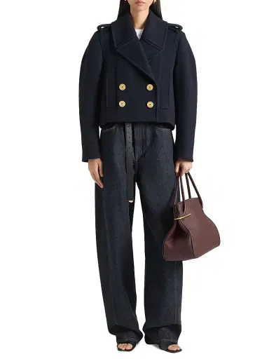 Givenchy Women's Short Pea Coat in Wool - Dark Navy | Thumbnail 2 Givenchy Women's Short Pea Coat in Wool - Dark Navy | Thumbnail 2