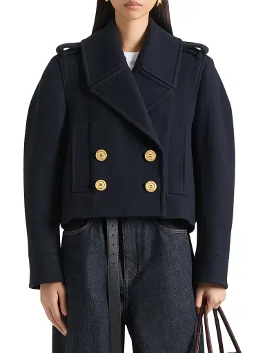 Givenchy Women's Short Pea Coat in Wool - Dark Navy | Thumbnail 3 Givenchy Women's Short Pea Coat in Wool - Dark Navy | Thumbnail 3