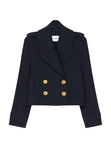 Givenchy Women's Short Pea Coat in Wool - Dark Navy | Thumbnail 1 Givenchy Women's Short Pea Coat in Wool - Dark Navy | Thumbnail 1