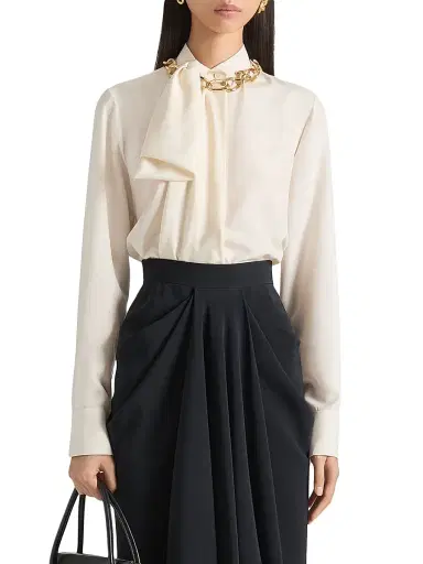 Givenchy Women's Blouse in Silk with Bow Detail - Ecru | Thumbnail 2 Givenchy Women's Blouse in Silk with Bow Detail - Ecru | Thumbnail 2