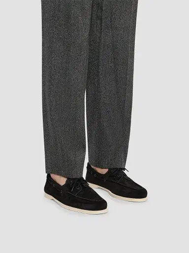 John Lobb Men's Foil Suede Boat Shoes - Black - Size 13 | Thumbnail 2 John Lobb Men's Foil Suede Boat Shoes - Black - Size 13 | Thumbnail 2