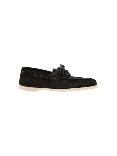 John Lobb Men's Foil Suede Boat Shoes - Black - Size 13 | Thumbnail 1 John Lobb Men's Foil Suede Boat Shoes - Black - Size 13 | Thumbnail 1