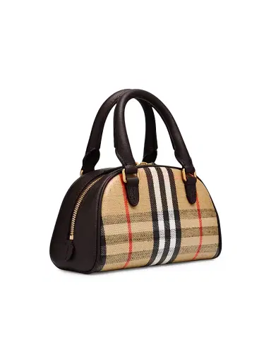 Burberry Women's Highlands Mini Check Bowling Crossbody Bag - Sand | Thumbnail 5 Burberry Women's Highlands Mini Check Bowling Crossbody Bag - Sand | Thumbnail 5