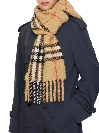 Burberry Men's Check Alpaca-Wool Bouclé Scarf | Thumbnail 5 Burberry Men's Check Alpaca-Wool Bouclé Scarf | Thumbnail 5