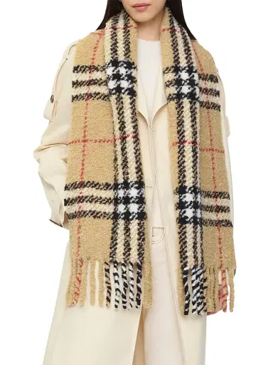 Burberry Men's Check Alpaca-Wool Bouclé Scarf | Thumbnail 8 Burberry Men's Check Alpaca-Wool Bouclé Scarf | Thumbnail 8