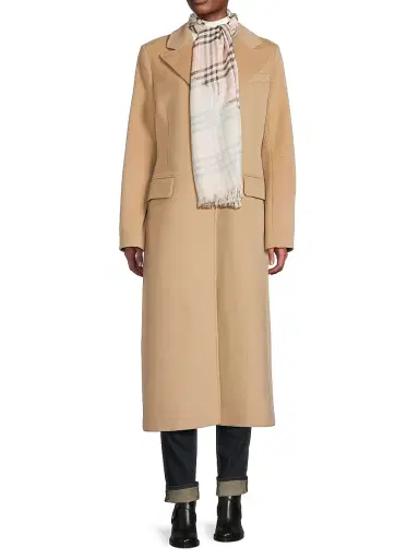 Burberry Women's Check Double-Layered Wool-Silk Scarf - Sand | Thumbnail 2 Burberry Women's Check Double-Layered Wool-Silk Scarf - Sand | Thumbnail 2