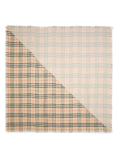 Burberry Women's Check Double-Layered Wool-Silk Scarf - Sand | Thumbnail 4 Burberry Women's Check Double-Layered Wool-Silk Scarf - Sand | Thumbnail 4