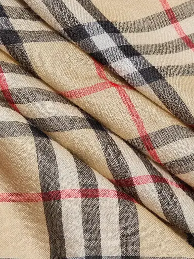 Burberry Women's Check Double-Layered Wool-Silk Scarf - Sand | Thumbnail 5 Burberry Women's Check Double-Layered Wool-Silk Scarf - Sand | Thumbnail 5