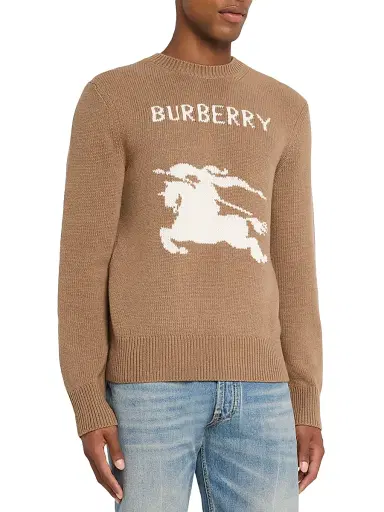 Burberry Men's Cashmere-Blend Logo Sweater - Camel - Size XL | Thumbnail 3 Burberry Men's Cashmere-Blend Logo Sweater - Camel - Size XL | Thumbnail 3