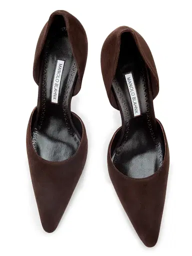 Manolo Blahnik Women's Taylernu Suede D'Orsay Pumps | Thumbnail 4 Manolo Blahnik Women's Taylernu Suede D'Orsay Pumps | Thumbnail 4