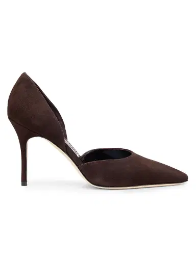 Manolo Blahnik Women's Taylernu Suede D'Orsay Pumps | Thumbnail 1 Manolo Blahnik Women's Taylernu Suede D'Orsay Pumps | Thumbnail 1