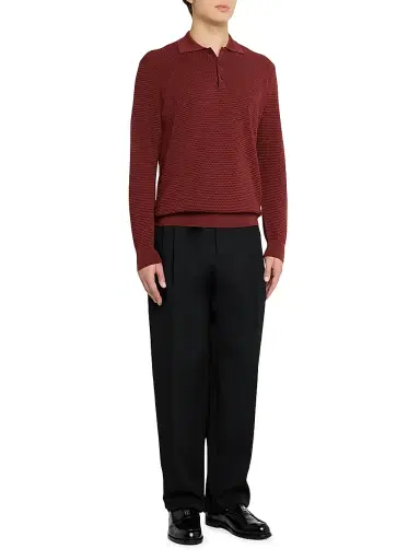 Eton Men's Merino Wool Popcorn Stitch Polo Sweater | Thumbnail 2 Eton Men's Merino Wool Popcorn Stitch Polo Sweater | Thumbnail 2