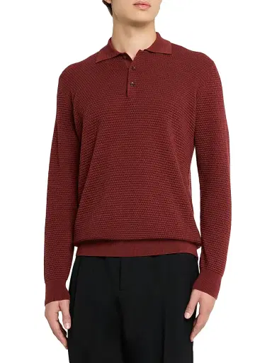 Eton Men's Merino Wool Popcorn Stitch Polo Sweater | Thumbnail 3 Eton Men's Merino Wool Popcorn Stitch Polo Sweater | Thumbnail 3