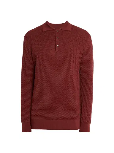 Eton Men's Merino Wool Popcorn Stitch Polo Sweater | Thumbnail 1 Eton Men's Merino Wool Popcorn Stitch Polo Sweater | Thumbnail 1