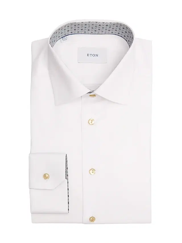 Men's Cotton Medallion-Lined Dress Slim-Fit Shirt - White Men's Cotton Medallion-Lined Dress Slim-Fit Shirt - White