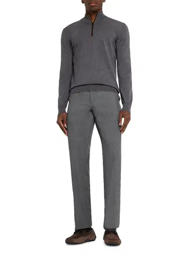 Eton Men's Merino Wool & Leather-Trim Quarter-Zip Sweater | Thumbnail 2 Eton Men's Merino Wool & Leather-Trim Quarter-Zip Sweater | Thumbnail 2