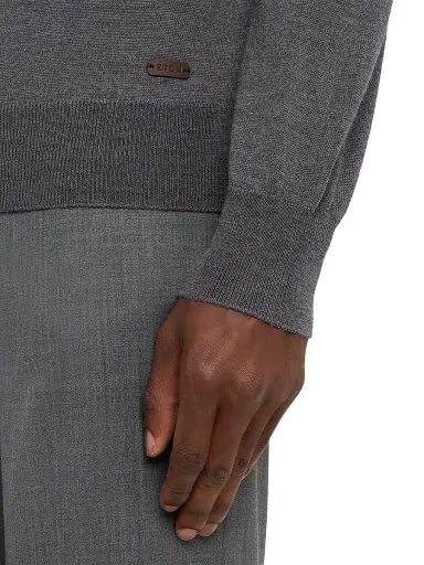 Eton Men's Merino Wool & Leather-Trim Quarter-Zip Sweater | Thumbnail 5 Eton Men's Merino Wool & Leather-Trim Quarter-Zip Sweater | Thumbnail 5