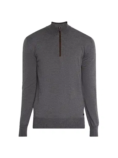 Eton Men's Merino Wool & Leather-Trim Quarter-Zip Sweater | Thumbnail 1 Eton Men's Merino Wool & Leather-Trim Quarter-Zip Sweater | Thumbnail 1