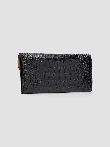TOTEME Women's Croc-Embossed Leather Wallet - Black | Thumbnail 4 TOTEME Women's Croc-Embossed Leather Wallet - Black | Thumbnail 4