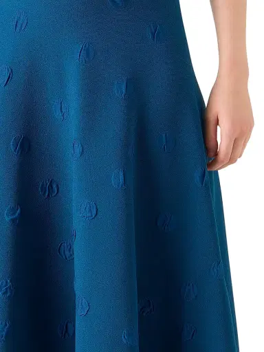 Akris punto Women's 3D Dot Knit Fit & Flare Midi-Dress - Teal | Thumbnail 5 Akris punto Women's 3D Dot Knit Fit & Flare Midi-Dress - Teal | Thumbnail 5