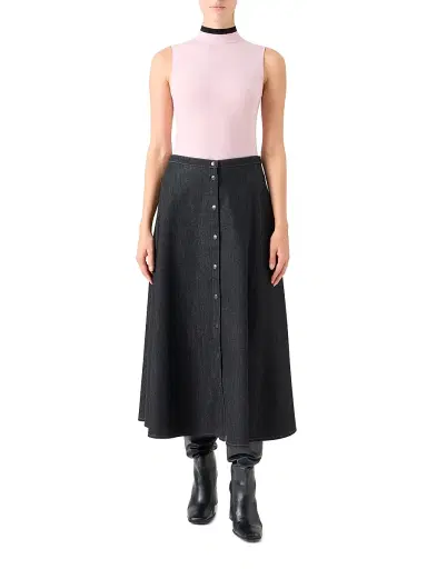 Akris punto Women's Mock Turtleneck Sleeveless Wool Top - Rose Black | Thumbnail 2 Akris punto Women's Mock Turtleneck Sleeveless Wool Top - Rose Black | Thumbnail 2